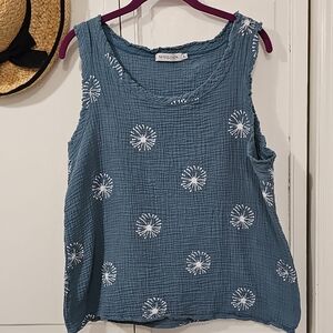 MISSLOOK Teal Sleeveless Tank with White Accents